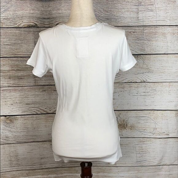 Think Pink White COTTON V-neck T-shirt  Top tee - Picture 5 of 8